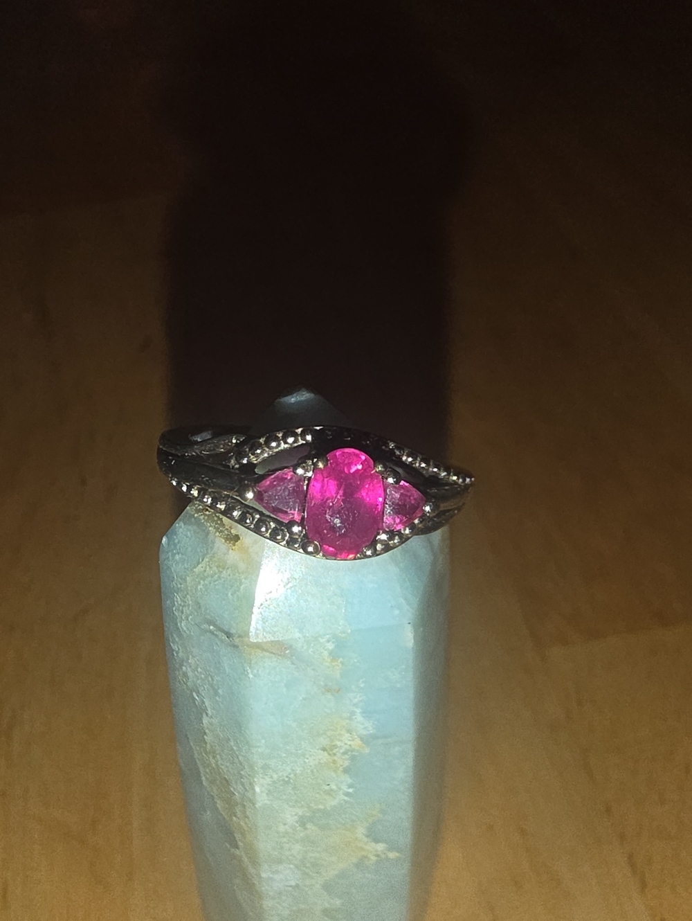 Niassan Ruby Fissure Filled Ring - Size 7 Platinum over Sterling Silver